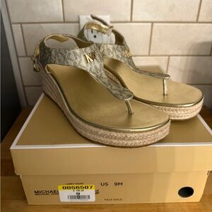 Michael Kors Pale Gold Wedge Sandals